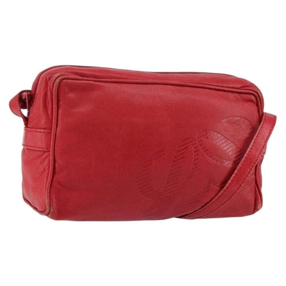 Authentic LOEWE Anagram Shoulder Bag Leather Red Gold